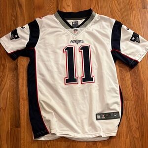 Nike White and Blue Athletic Jersey